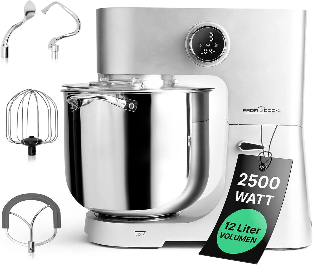 Küchenmaschine KM 1254 ProfiCook, Food Processor für bis zu 8,5 kg Teig, 13 Geschwindigkeitsstufen, Metallgetriebe und LED-Display