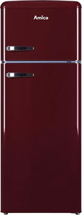 Amica Kühlschrank KGC 15631 R, Breite 144cm, x 55cm, x 62cm, Retro Kühl, Gefrierkombination, Wine Red, Weinrot, Retro-Design