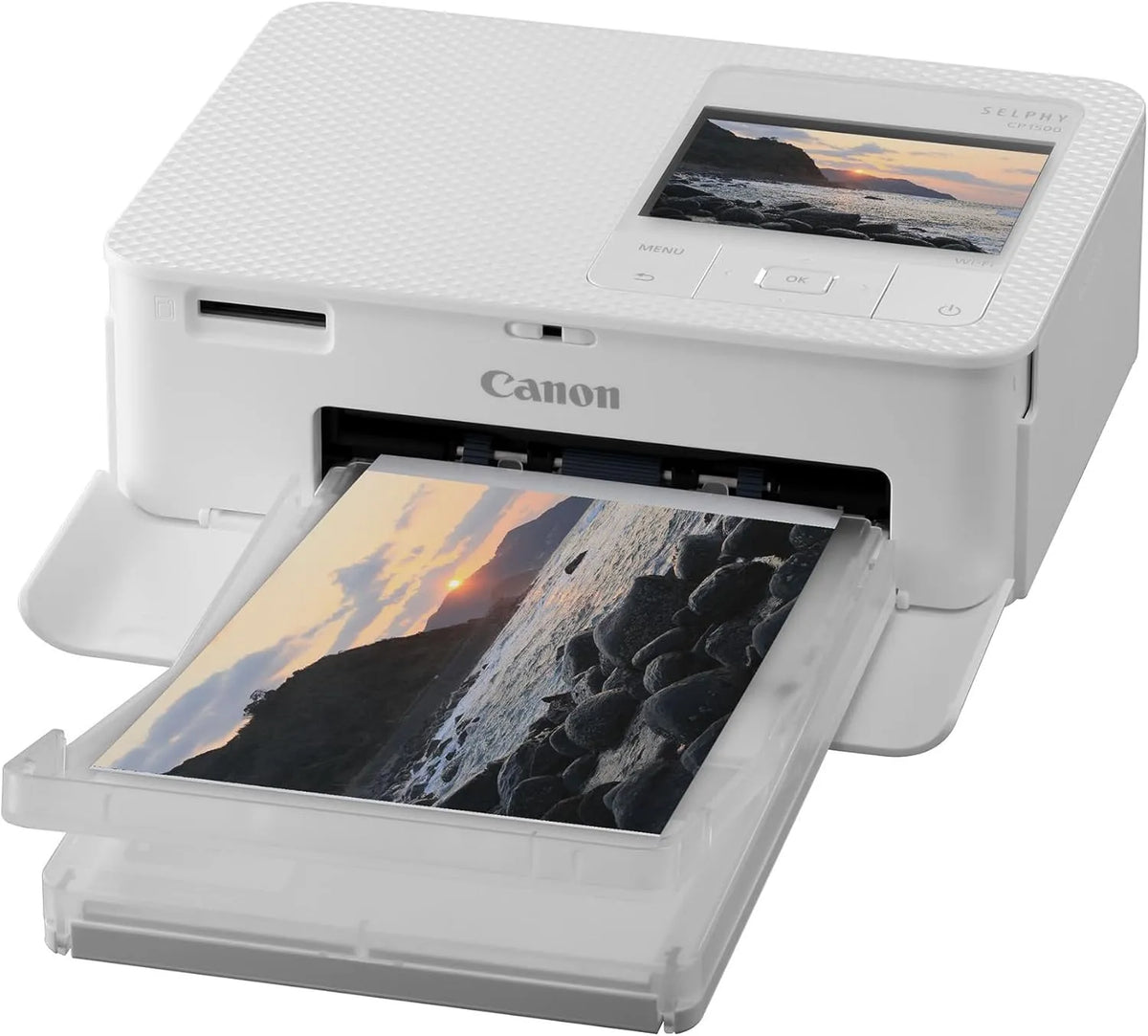 Canon Modell, bis Postkartengröße 10x15cm CP1500, farbstabil 100 Jahre, WLAN, kabellos, App, ohne Farbband, ohne Akku, Handy, Thermosublimation