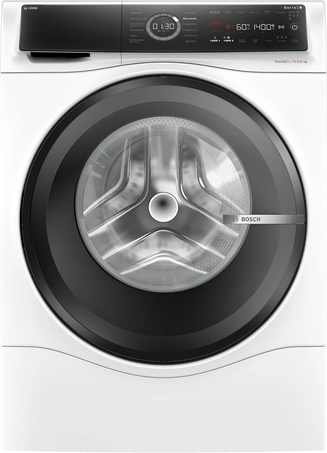 Bosch Waschtrockner WNC254A40 1400, Serie 8, Smarter, Gewicht 10.5 kg Waschen & 6 kg Trocknen, entfernt 16 Fleckenarten, UpM, AutoDry