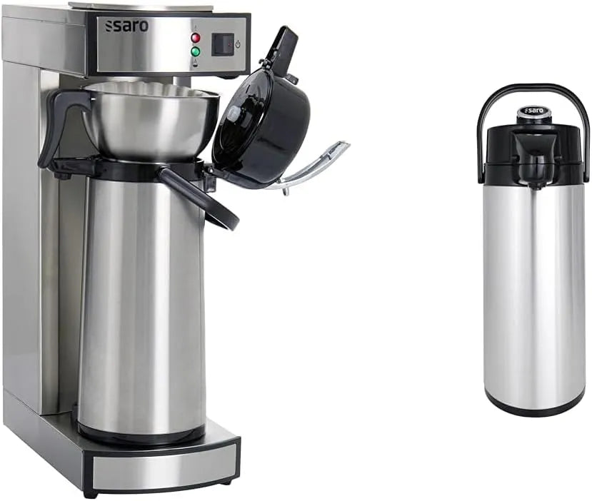 Kaffeemaschine, ca. 10 Tassen Kaffee, Saro 317-2085 Thermo, Fassungsvermögen 2,2 Liter, mit Pumpkanne, Silber