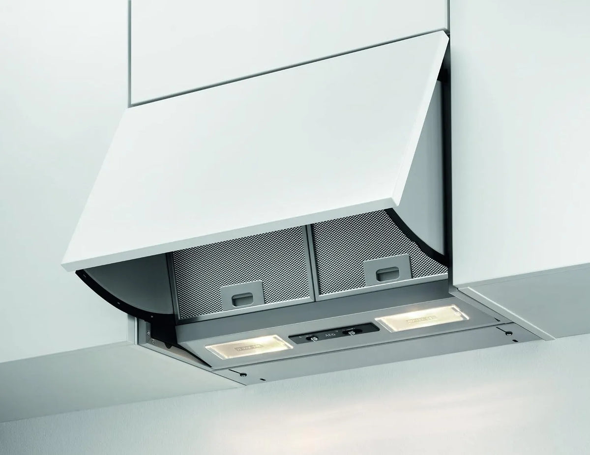 AEG Dunstabzugshaube DEB2631S, max. 67 dB, max. 266 m³/h, Breite 60cm, min. 62, Einbau, Abluft oder Umluft, Farbe Grau