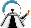 9093/1 LAZ Alessi Kettle, Wasserkessel mit Magnetboden aus Edelstahl 18/10 Glänzend Poliert, für Induktionsherde Geeignet, Hellblau