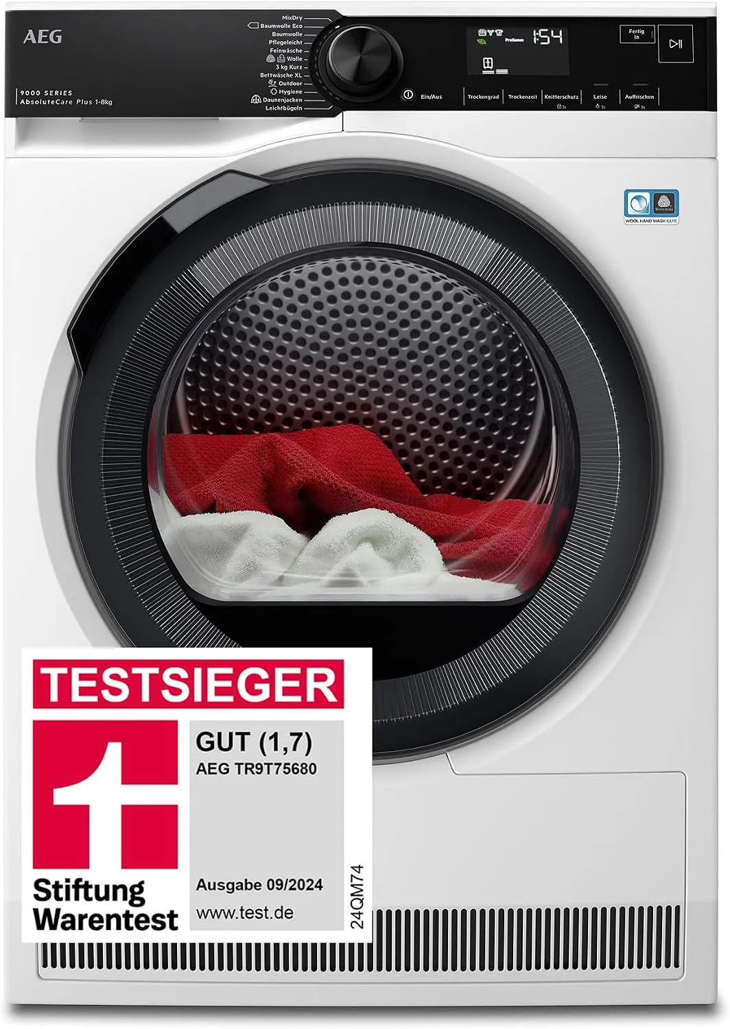AEG Wärmepumpentrockner 9000 3D-Scan TR9T75680, Serie: AbsoluteCarePlus Daunentrocknung, Restfeuchteermittlung, Energiesparend, Gewicht 8 kg