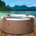 Whirlpool, 130 Massagedüsen, Ø182x70cm, LED-Beleuchtung mit 20 einstellbaren Farben für 6 Personen, Ganzjähriger Einsatz Winterfest, In & Outdoor