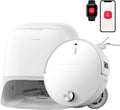 Roborock Saugroboter, 25.000 Pa HyperForce Saugkraft, Dual Anti-Tangle-System, Weiß, Qrevo Curv 2 Pro mit Wischfunktion&Hebarem Wischmopp