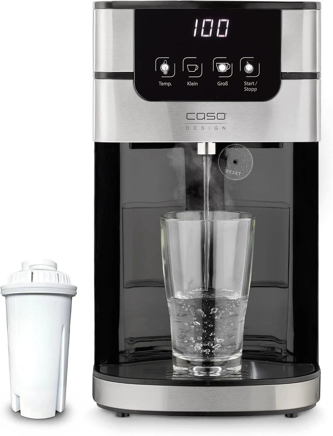Caso PerfectCup Pro 1000, Leistung 2600 W, abnehmbarer 4 Liter Wassertank, von 70-100°C einstellbar, Turbo Heißwasserspender