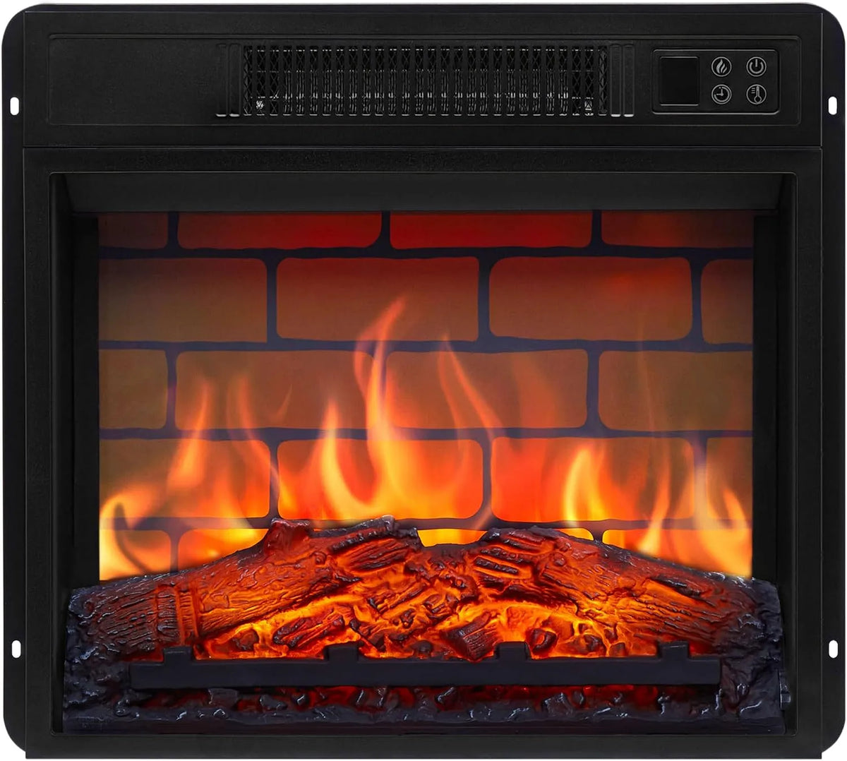 Kamineinsatz AF18B Elektrischer, LED-Flammeneffekt, 13 cm Tiefe, Heizung bis 30 m², in Schwarz, Fernbedienung