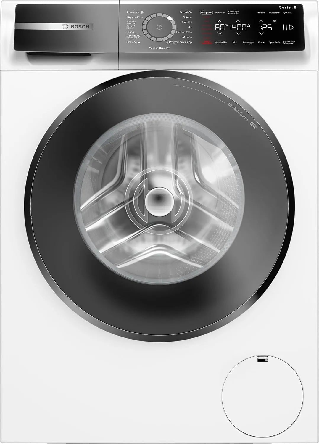 Bosch Waschmaschine WGB24400IT 1400, Gewicht 9 kg, Energieeffizienz A -20%, Umdrehungen, Weiß, Serie 8 Smart Frontbeladung, Breite 60 cm