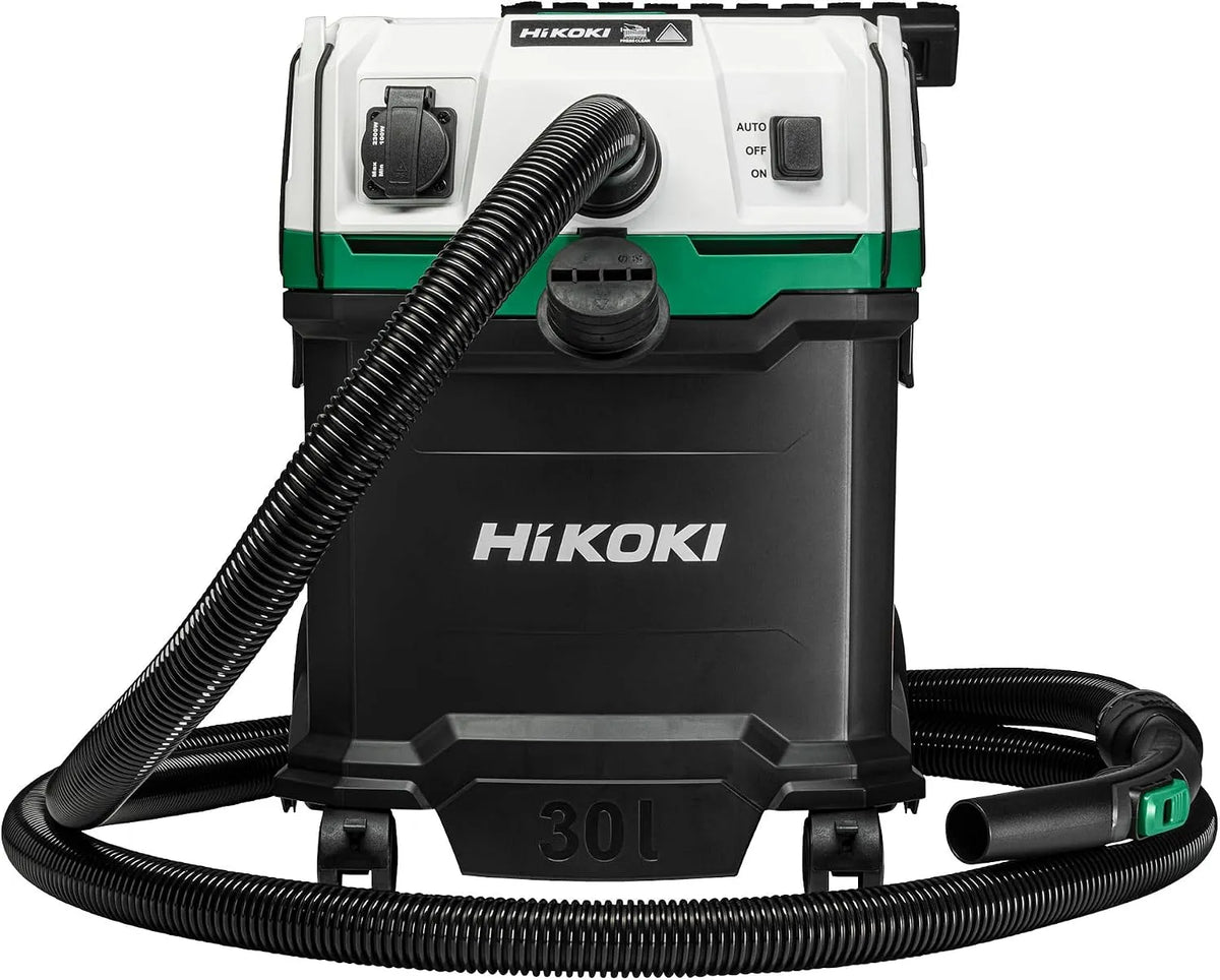 Nass- und Trockensauger Hikoki, Fassungsvermögen 30 L, Leistung 1200 W, H-Klasse, Kompakt und Leicht, Manuelle Filterreinigung, Antistatisch