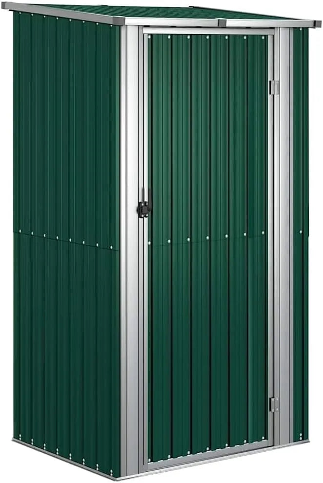 Geräteschuppen vidaXL, Gartenhaus Schuppen Gerätehaus Lagerschuppen Gartenschrank Pultdach Garten Grün 118,5x97x209,5 cm Verzinkter Stahl