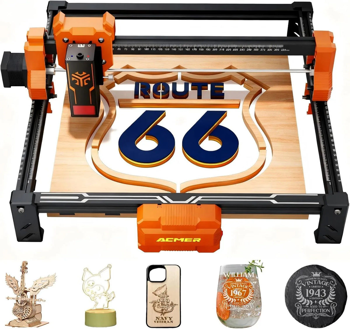ACMER S2 Laser Cutter, 72W Leistung Laser Graviermaschine, 300 * 300mm, Gravieren und Schneiden von Holzplatten, Heimwerkerarbeiten