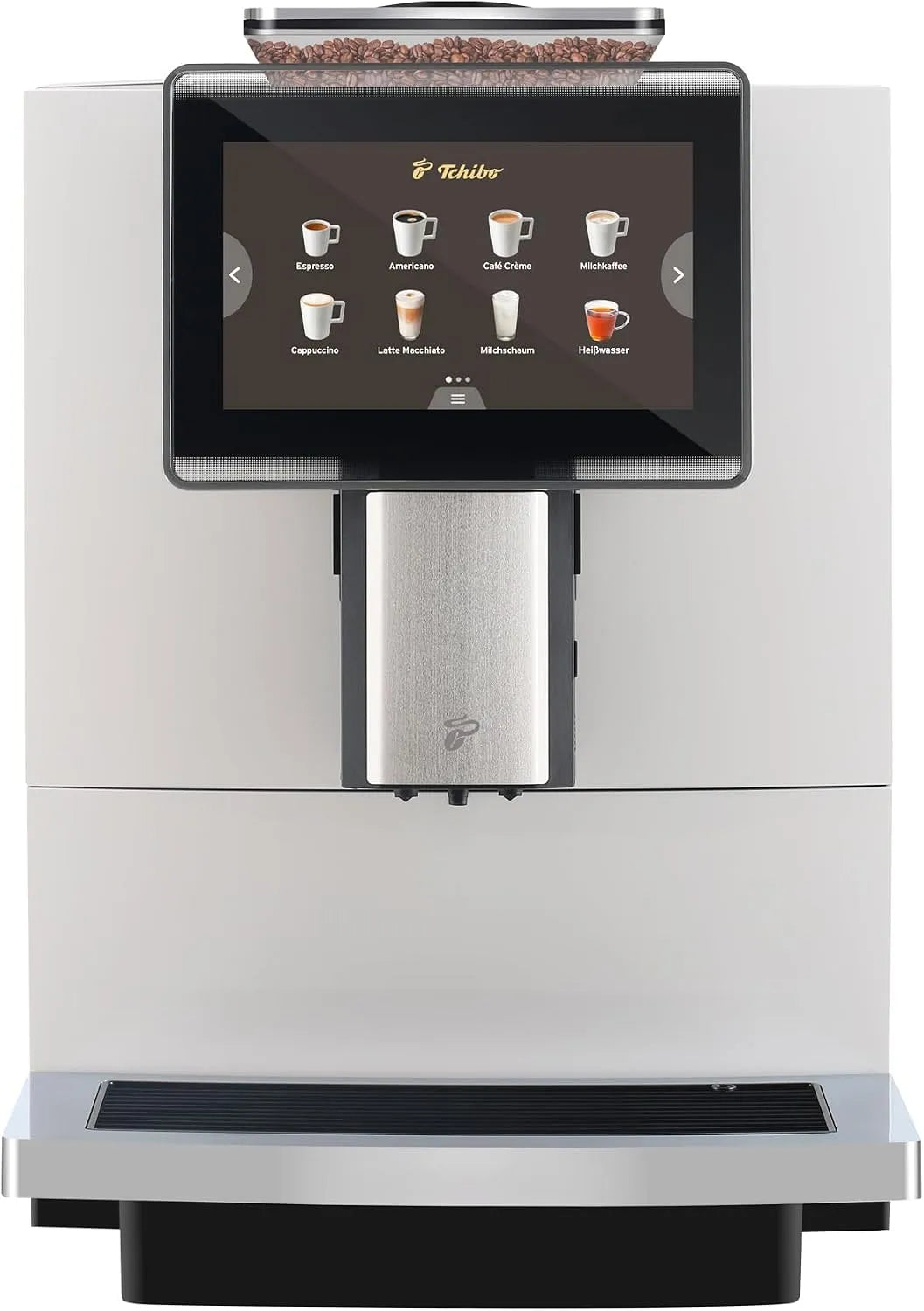 Kaffeevollautomat Tchibo Office, 1500 Watt, mit Wasserfilter, Farb-Touchdisplay, Weiß, Fassungsvermögen 2 L Wassertank, 30 Tassen am Tag