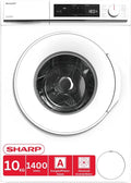 Sharp Waschmaschine ES-NFA014WWNA-DE 1400, Inverter-Motor, Energieeffizienzklasse A, AllergySmart, Frontbeladung, Gewicht 10 kg, min, AquaStop, Weiß