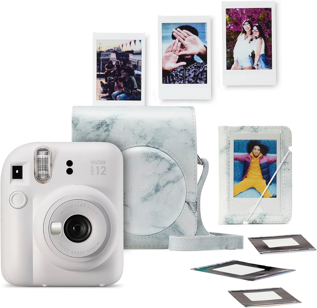 Fujifilm instax mini 12 Bundle Sofortbildkamera, Clay White