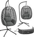 Hängesessel mit Gestell STEELSØN Sarin, Gartenschaukel für Erwachsene & Kinder, Hängekorb in Schwarz, Hanging chair bis 150 kg