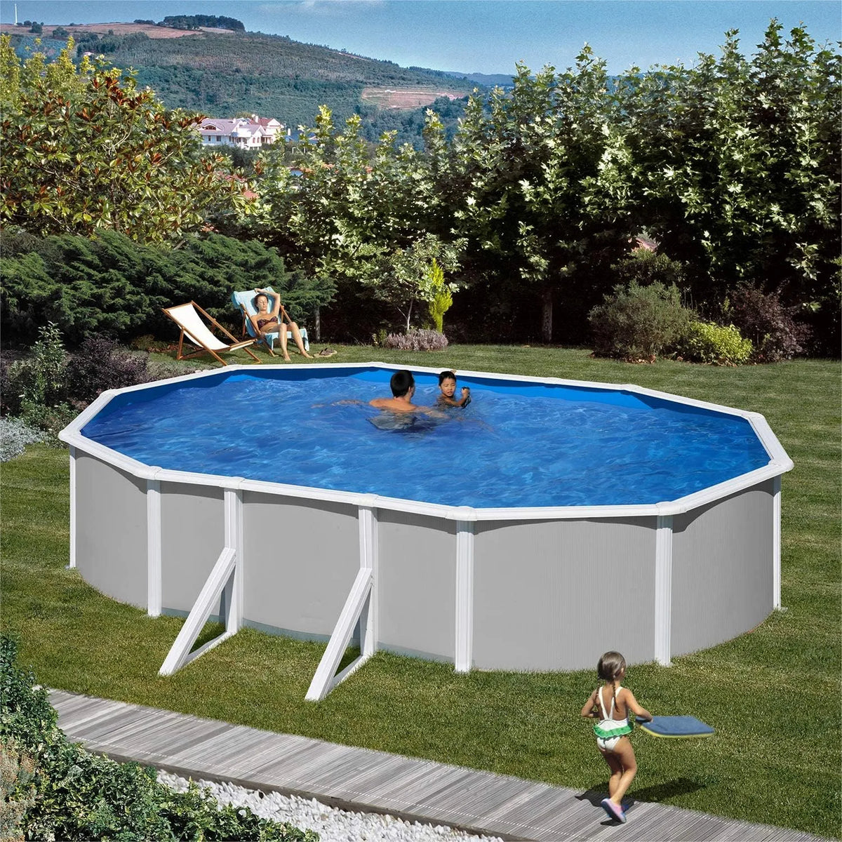 Paradies Pool, Gre Giant oval 300x500x132cm, Menge: 1 Stück, Poolplane in blau 0,4mm, Ø x H, Komplettset, Handlauf extra breit, Swimmingpool