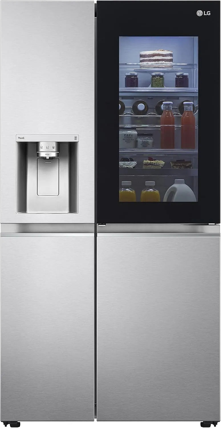 LG Electronics Side-by-Side, Fassungsvermögen 635 L, InstaView, Door-in-Door, Brushed Steel Silber