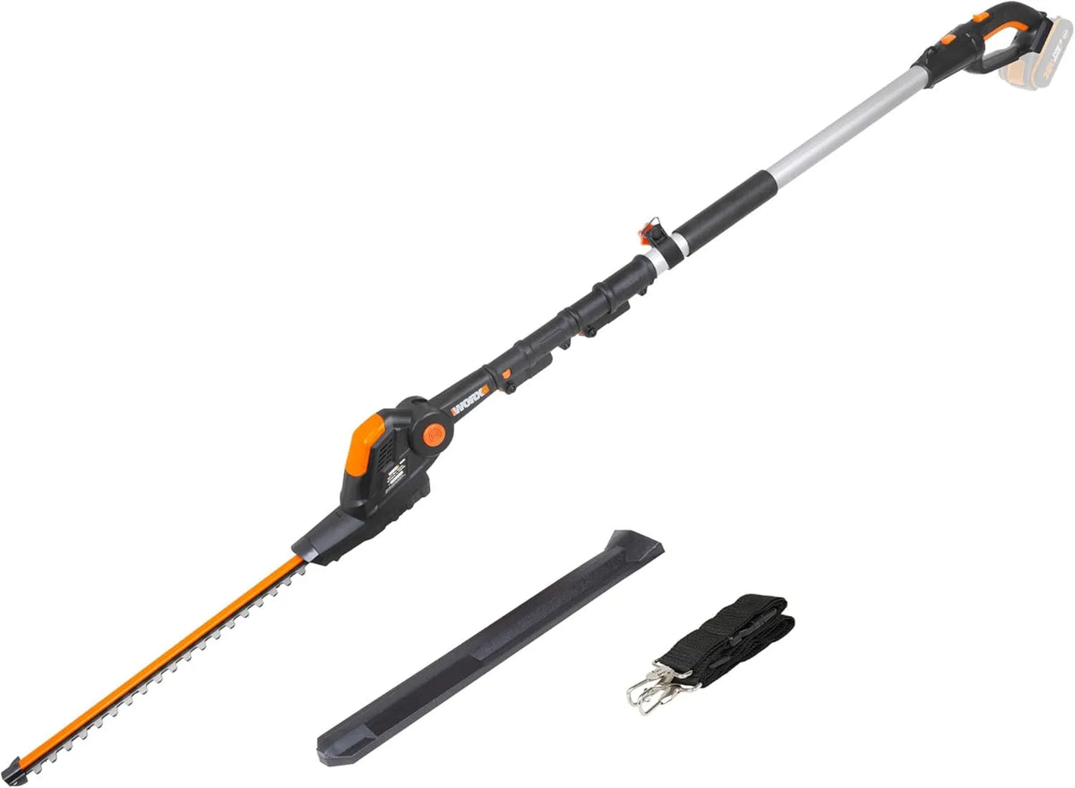 Worx Heckenschere WG252E.9 1340, 45cm Schnittbreite, 10-Fach Verstellbarer Teleskopstiel bis 3,20 Meter Höhe, Akku Teleskop, min