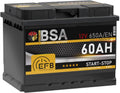 Modell 650A 650A 650A/EN BSA EFB, Batterie 60Ah 12V 650A, EN Start Stop Batterie Autobatterie Starterbatterie ersetzt 55Ah