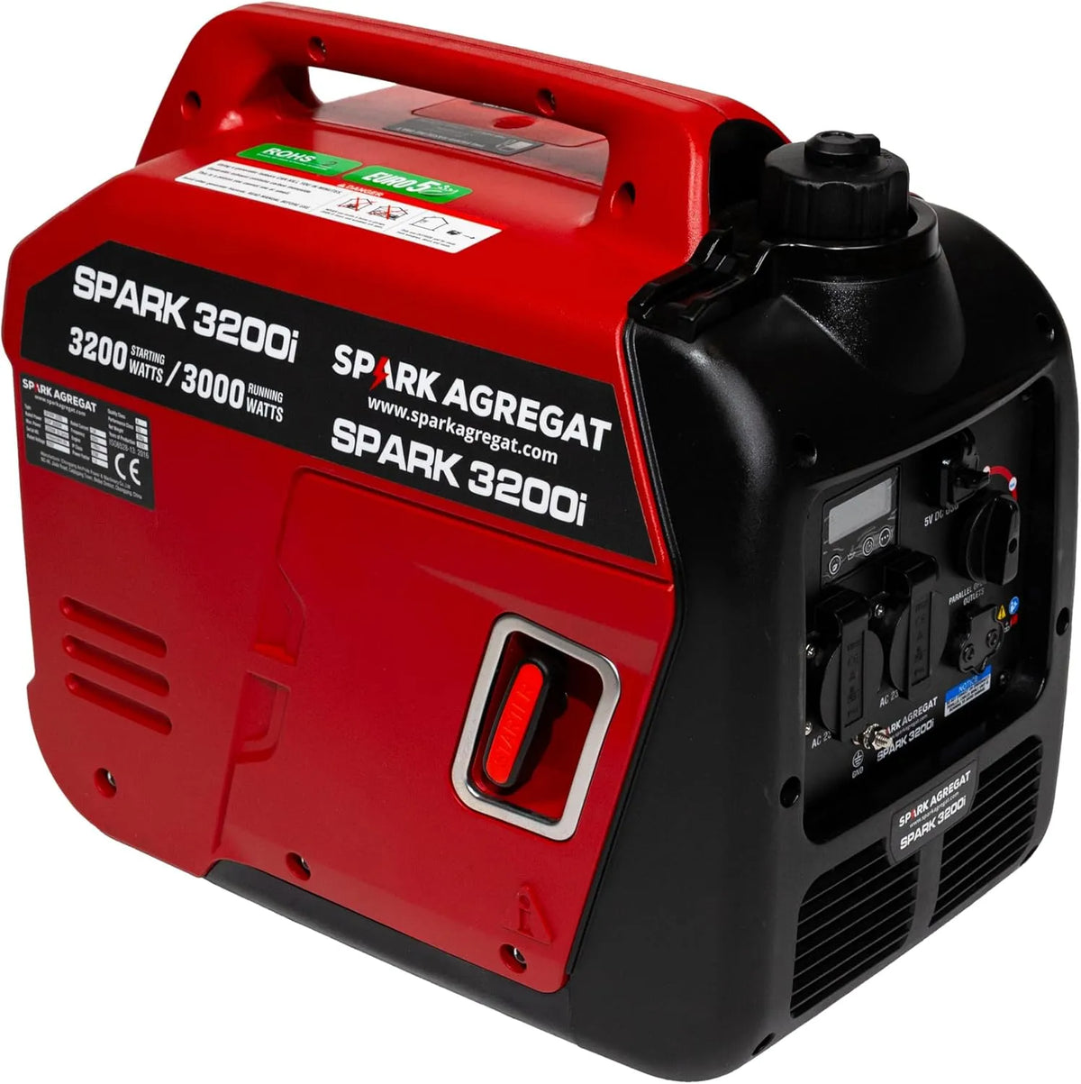 Stromgenerator 3200i EU5, SPARK Inverter 3200 W Benzin, stabile 230 V Steckdosen + USB, 4-Takt, Notstrom für Camping, Leiser Betrieb, Haus & Caravan