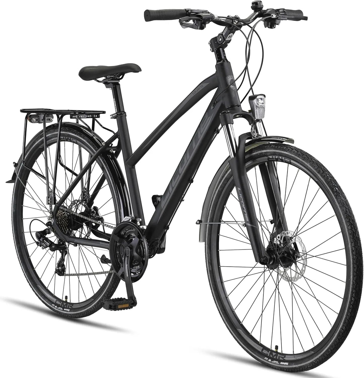 Fahrrad, 21 Gang-Schaltung, Damen und Herren, Crossbike, Licorne Bike Touring Trekking Bike in 28 Zoll Aluminium Scheibenbremse für Jungen, Mädchen