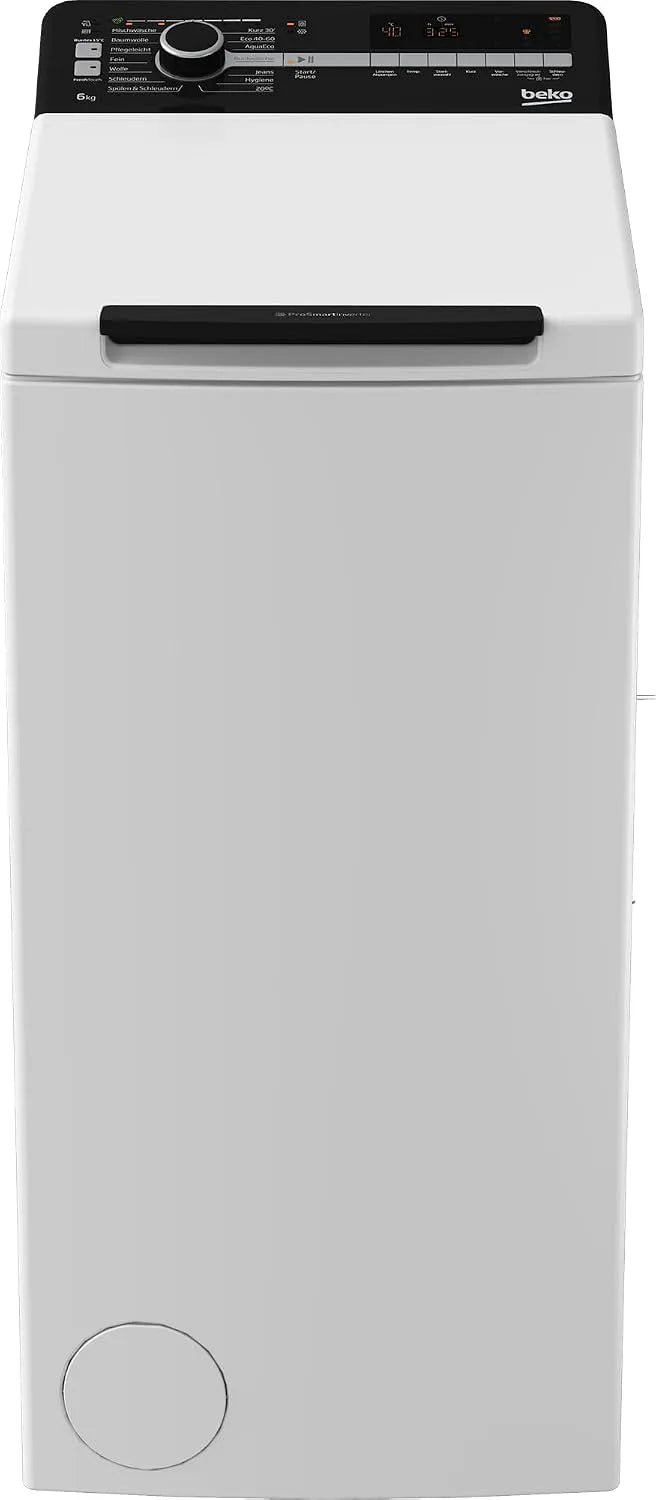 Beko Waschmaschine BTL1WFP10622DE 1200, freistehende, Toplader, Hygiene+ allergikergeeignet, Weiß, Gewicht 6 kg, Waschvollautomat, min, Express