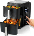 Heißluftfritteuse, Löwenthal Airfryer XL 11L, Maße 44.5x27.9x35.2 cm, mit Doppelkammer 5.5L + 5.5L, Leistung 2800W, 12 Betriebsprogramme, 60–200°C