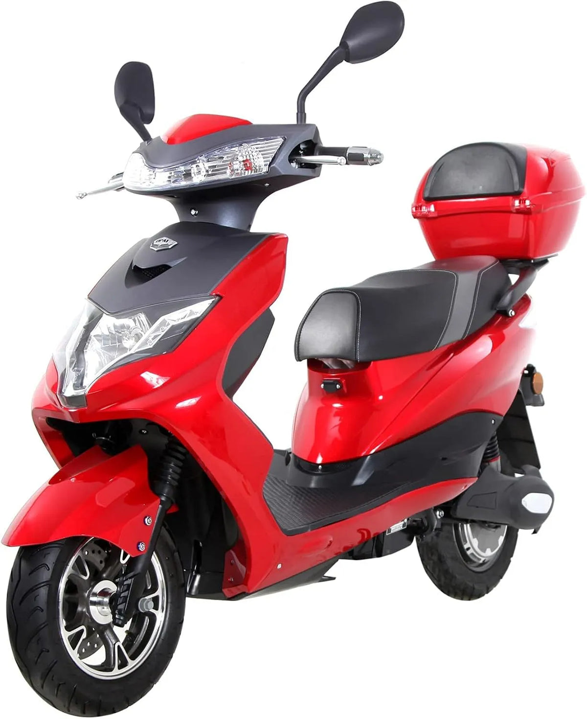 Li' Elektroroller 'Eagle, 2000 Watt, 60 km Reichweite, Straßenzulassung, Lithium-Akku, Elektro Roller, E-Roller mit Sitz, Elektro Motorroller, Rot