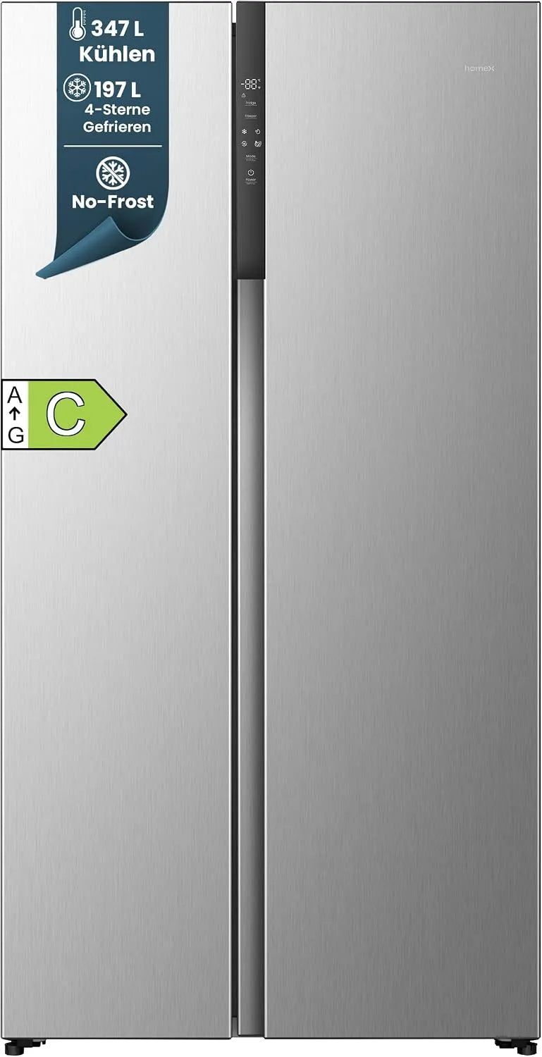 Kühlschrank CFBSN5441C-S, leise Kühl Gefrierkombination 37 dB, Breite 179 cm, Fassungsvermögen 544 Liter, homeX Side by Side, Kühl-Gefrier-Kombination