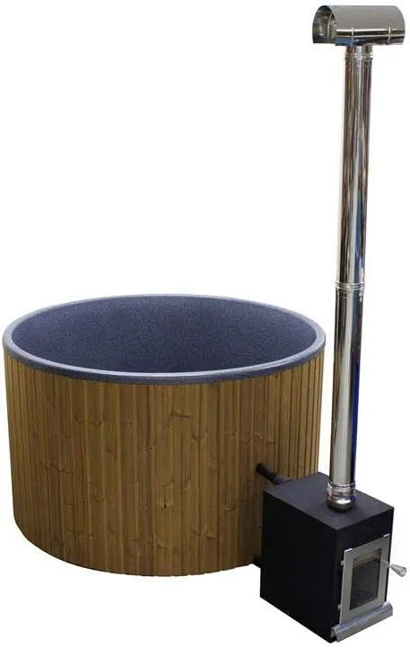 Holzofen, mit und Polyethylen Wanne in Schwarz marmoriert für Urlaub zu Hause, bambus-discount.com Hot Tub 180cm Set montiert