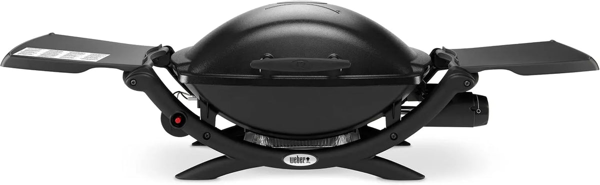 Gasgrill Q2000 53010079 Weber, 54 x 39cm Grillfäche, 1 Brenner, 2-geteilter porzellanemaillierter Guss-Grillrost, portabler BBQ Grill, in Schwarz