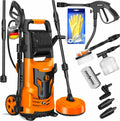 Hochdruckreiniger MASKO, mit Handschuhen, 2200 Watt 165 bar 450 l/h, mit Spule Schlauchtrommel 10m Schlauch 9 TLG Zubehör Set, Schaumdüse, Zäune