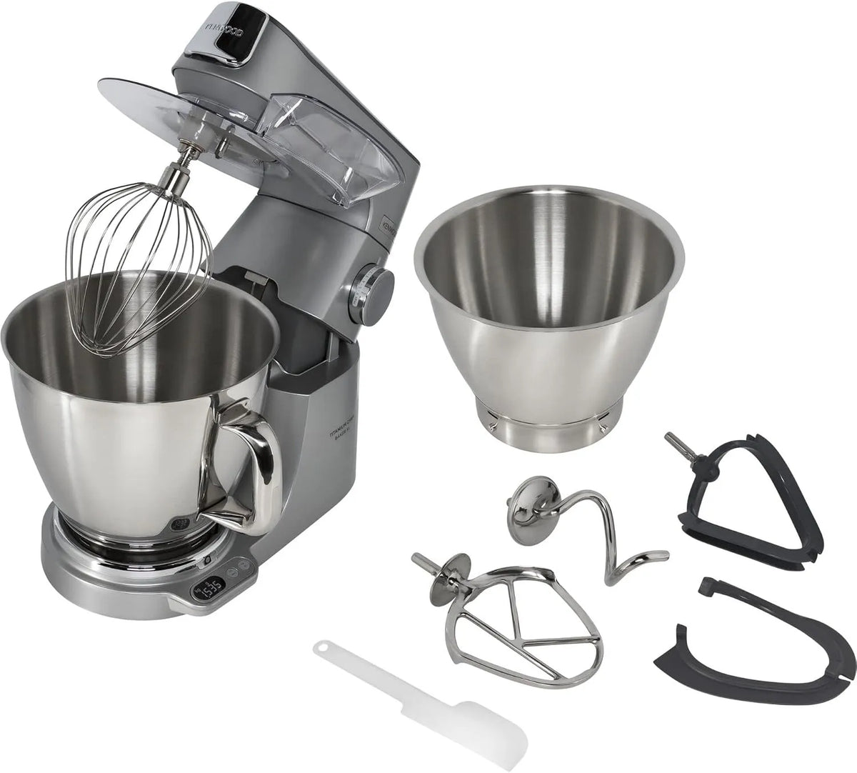 Kenwood Küchenmaschine KVL85.004SI 7L-Schüssel, Titanium Chef Baker XL, K-Schneebesen, Standmixer, Silber, Leistung 1200W, mit Integrierter Waage