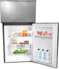 Kühl-Gefrierkombination GK85E-IX YUNA, Büro Kühlschrank, 4*Gefrierfach 25 L, 85cm Höhe, ‎ 84 Liter Nutzinhalt, 2 Böden, 2 Türfächer, Inox-Look, Single