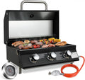 Gasgrill 4PCS, TLSUNNY 3 Brenner Klein, 60 x 33 cm Grillfläche, Leistung 6.6kW, Kompakt Tischgasgrill mit Emaillierter Grillrost, Thermometer, Balkon