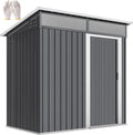 Outsunny Gerätehaus, Metall 1,9m² 195x122x182cm Geräteschuppen, mit Fundament Pultdach Fenster Schiebetür Haken Handschuhe wetterfest Gartenhaus