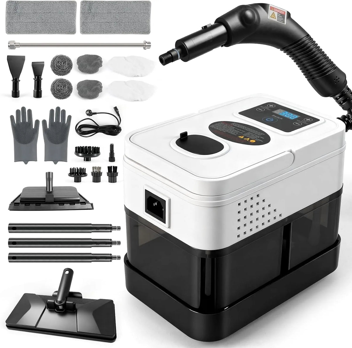 Dampfreiniger, Dampfdruck 1800ML Tank, Küche, Auto, Handgerät,2500W Hand für alles mit 19 Zubehör, Tragbarer Steam Cleaner für Fenster, Boden