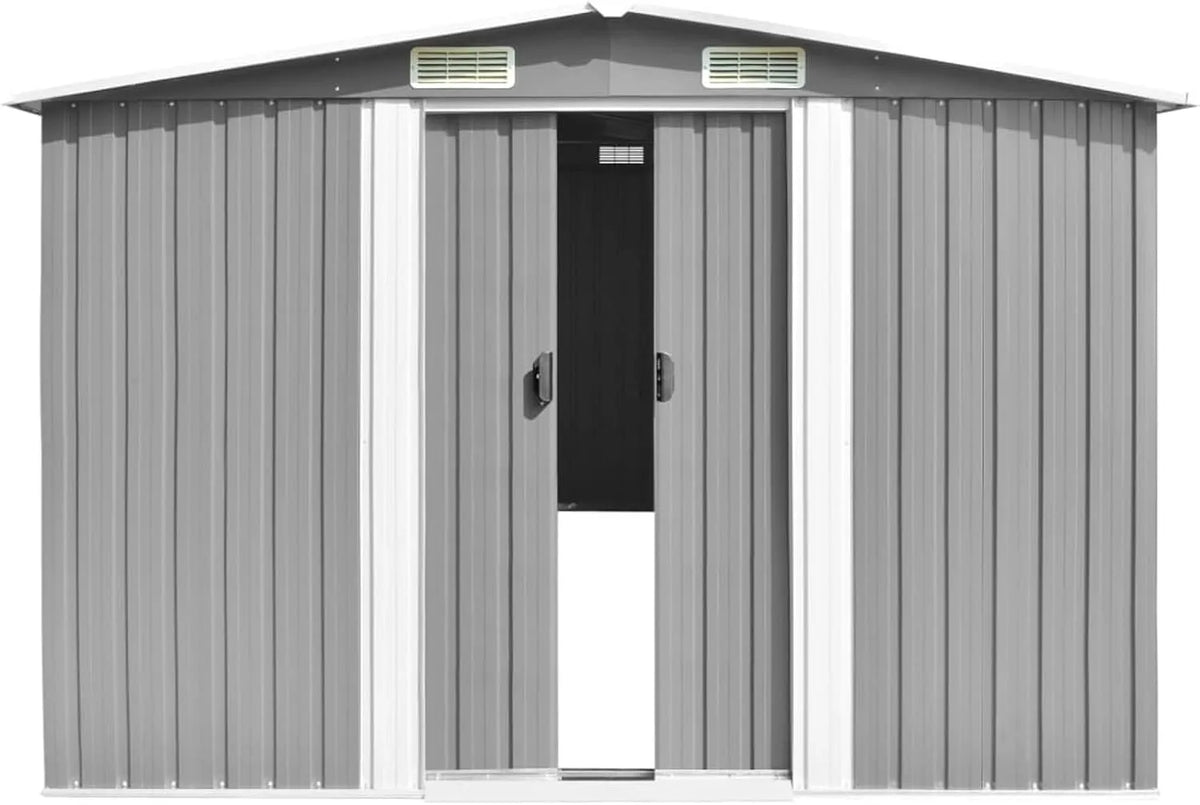 Gerätehaus Model143345, 257x392x181 cm Metall Farbe Grau Gartenhütte