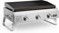 Gasgrill, Leistung 7,03KW, onlyfire Plancha Tischgasgrill 3 Edelstahl-Brenner, Grillfläche 57x36CM, Camping, Keramische Lackbeschichtung Grillplatte