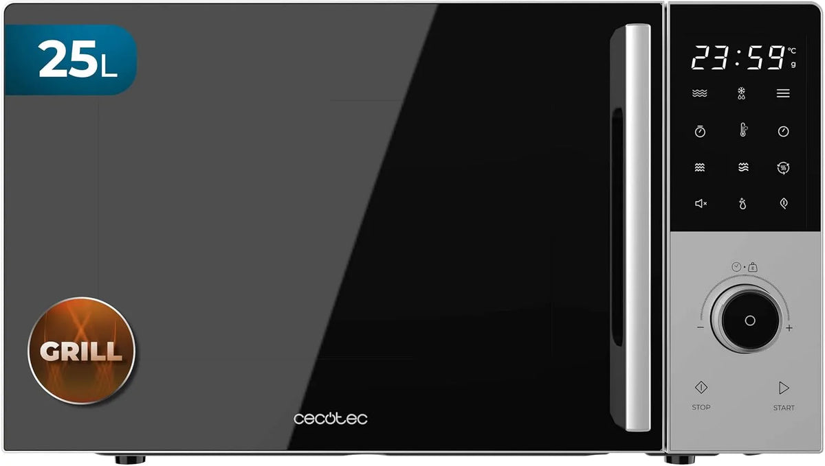 Cecotec Mikrowelle 2500, Leistung 850 W, Konvektion 2200 W, 8 Betriebsprogramme, Timer 60 m, Kindersicherung, Fassungsvermögen 25 l, Grill 1200 W
