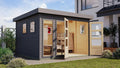 Gartenhaus, Pentus aus nordischer Fichte Verschiedene Größen optinal mit Anbaudach, lichtdurchflutetes Design mit Flachdach, terragrau, XL