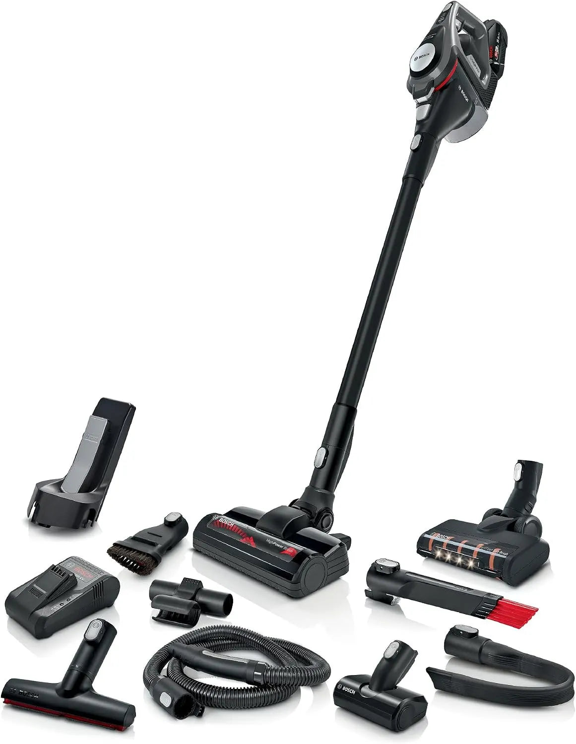 Bosch Akku-Staubsauger BSS825MULT, Unlimited 8, 10 Jahre Motor, austauschbarer 5.0 Ah Akku, kabellos, HEPA-Filtersystem, hohe Saugkraft, Farbe Grau