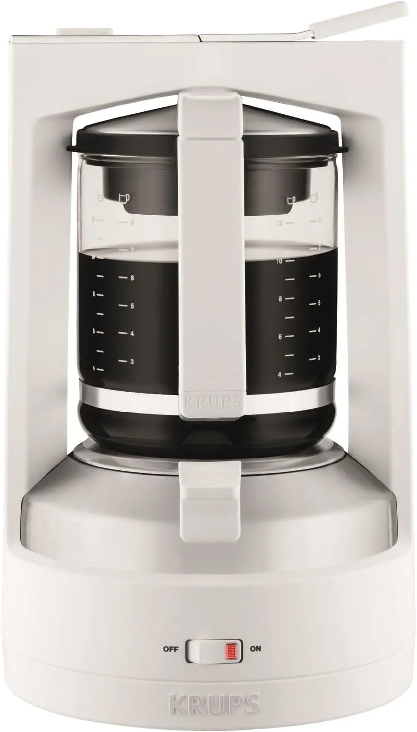 Krups Kaffeemaschine KM4682, Fassungsvermögen 1l Wasserbehälter, Filterkaffeemaschine T8, 850 Watt, 8-12 Tassen, beleuchteter Ein- Ausschalter, weiß