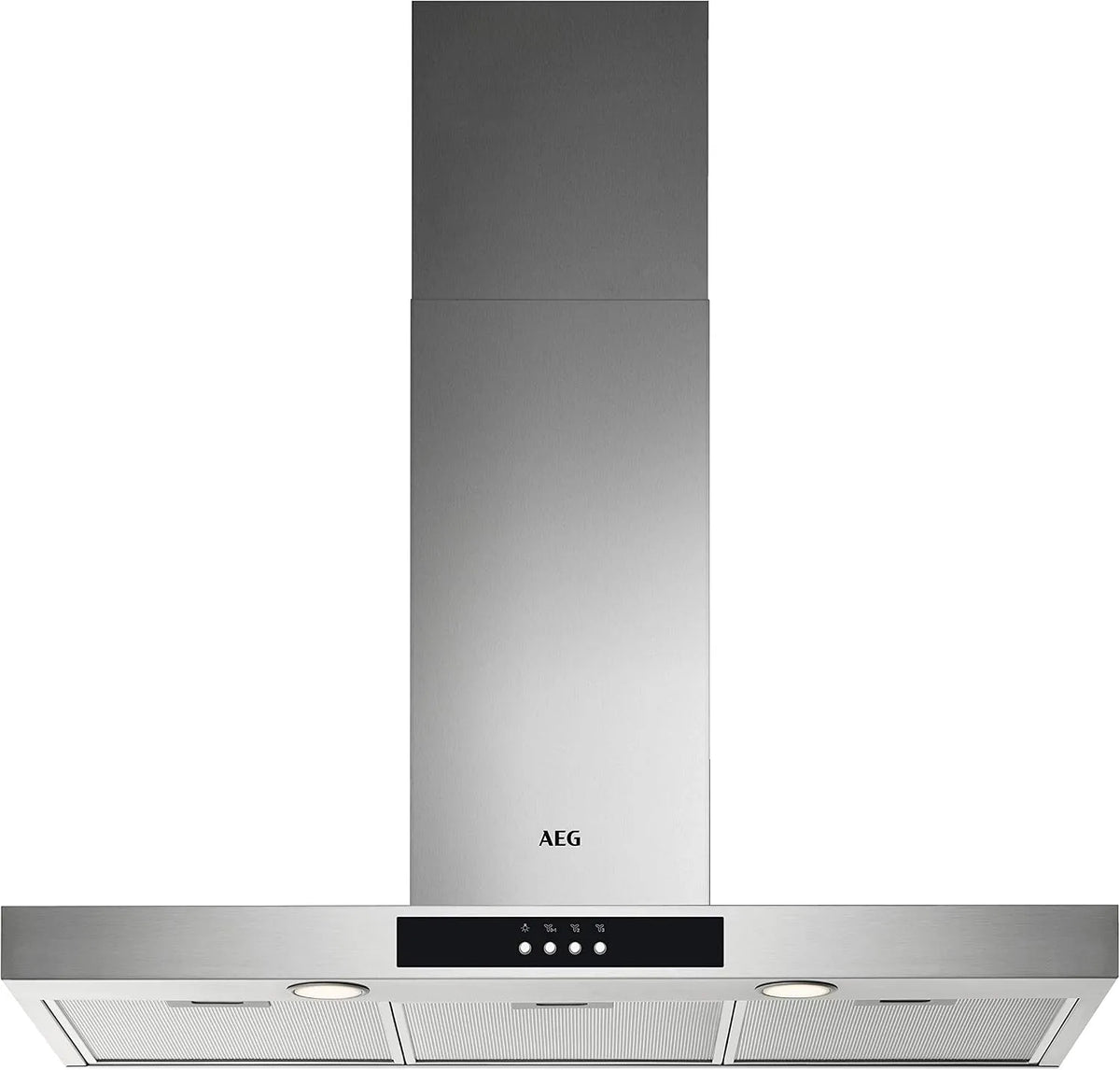AEG Modell DBB3951M, max. 73 dB, max. 600 m³/h, Breite 90cm, min. 62, Abluft oder Umluft, Edelstahl, Kurzhubtasten