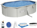 Bestway Pool, Hydrium Stahlwandpool Komplett-Set mit Sandfilteranlage 500 x 360 x 120 cm, rund, Farbe Grau