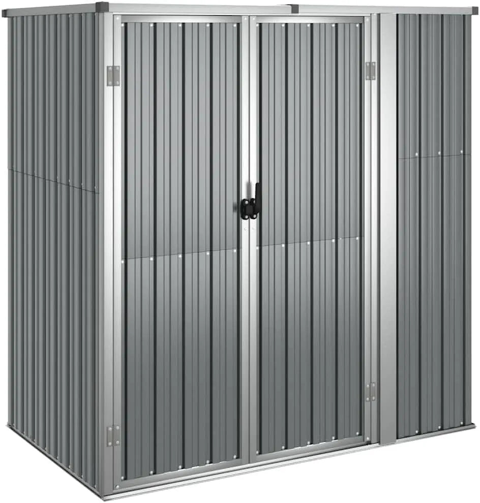 VidaXL Gerätehaus, Geräteschuppen Gartenhaus Gartenschuppen Schuppen Lagerschuppen Werkzeugschuppen Farbe Grau 161x89x161cm Verzinkter Stahl