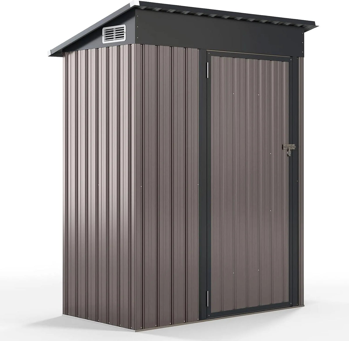 Gartenhaus Costway, 1,5 m³, Geräteschuppen abschließbar, Gartenhütte Gartenschuppen, Hellgrau, Maße 150 x 90,5 x 185 cm, Metall