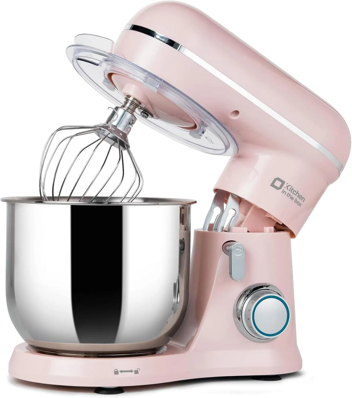 Küchenmaschine, Rührmaschine & Knetmaschine mit 10 Geschwindigkeitsstufen, Rührhaken & Schneebesen, Rosa, Kitchen in the box Kompakte 3,5 L
