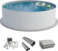 Pool Fresh, Stahl 0,8 mm weiß, Maße 420x150 cm, Profi Stahlwandpool Set rund, Einhängebiese
